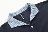DAXUEN Plaid patchwork short-sleeved polo shirt