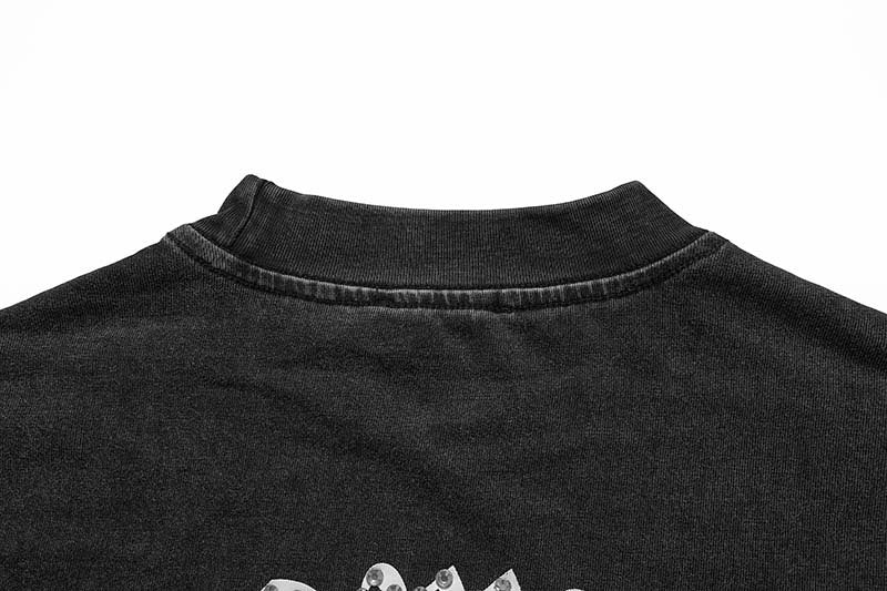 DAXUEN Distressed charcoal grey graphic t-shirt with gothic prints