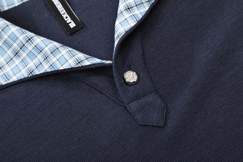DAXUEN Plaid patchwork short-sleeved polo shirt