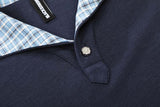 DAXUEN Plaid patchwork short-sleeved polo shirt