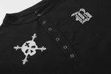 DAXUEN Gothic Skull Graphic Henley T-Shirt