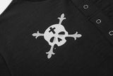 DAXUEN Gothic Skull Graphic Henley T-Shirt