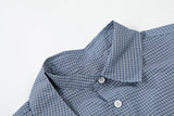 DAXUEN Men's blue micro-check short sleeve button-up shirt