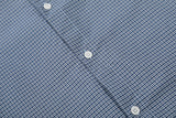 DAXUEN Men's blue micro-check short sleeve button-up shirt