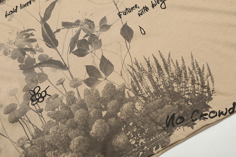 DAXUEN Botanical print loose-fit T-shirt
