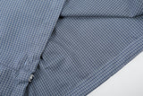 DAXUEN Men's blue micro-check short sleeve button-up shirt