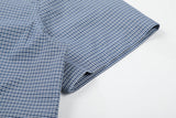 DAXUEN Men's blue micro-check short sleeve button-up shirt