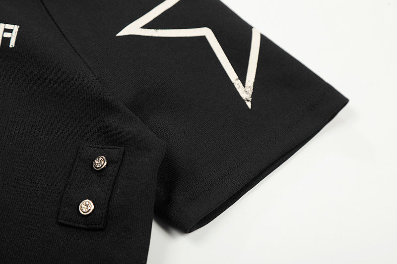 DAXUEN Distressed graphic polo shirt with unique designs
