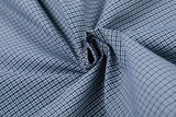 DAXUEN Men's blue micro-check short sleeve button-up shirt