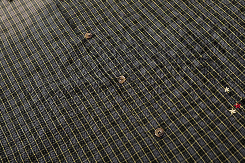 DAXUEN Oversized plaid button-up shirt with embroidery