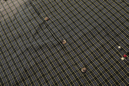 DAXUEN Oversized plaid button-up shirt with embroidery