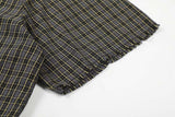 DAXUEN Distressed plaid short sleeve collared shirt