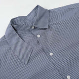 DAXUEN Short-sleeved blue and white check button-up shirt