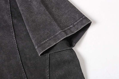 DAXUEN Relaxed-fit mock neck t-shirt with textured panel