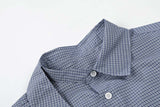 DAXUEN Short-sleeved blue and white check button-up shirt