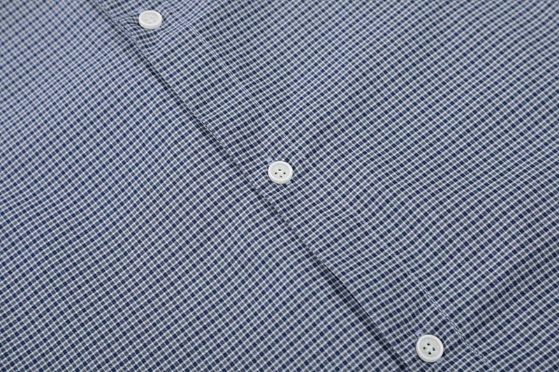 DAXUEN Short-sleeved blue and white check button-up shirt
