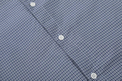 DAXUEN Short-sleeved blue and white check button-up shirt