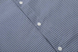 DAXUEN Short-sleeved blue and white check button-up shirt