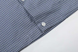 DAXUEN Short-sleeved blue and white check button-up shirt