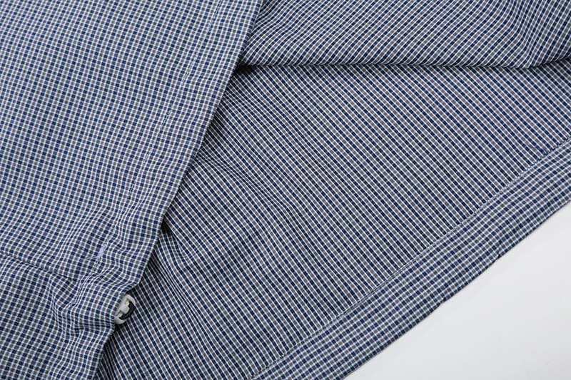 DAXUEN Short-sleeved blue and white check button-up shirt