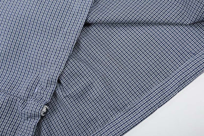 DAXUEN Short-sleeved blue and white check button-up shirt