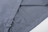 DAXUEN Short-sleeved blue and white check button-up shirt