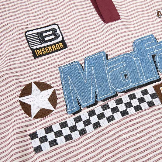 DAXUEN Striped short-sleeved polo shirt with embroidered graphics