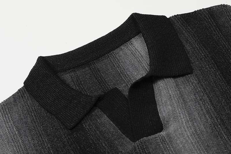 DAXUEN Gradient striped knitted polo shirt
