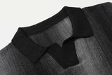 DAXUEN Gradient striped knitted polo shirt