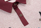 DAXUEN Striped short-sleeved polo shirt with embroidered graphics