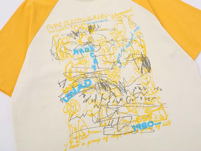 DAXUEN Graphic T-shirt with dog and cat illustrations