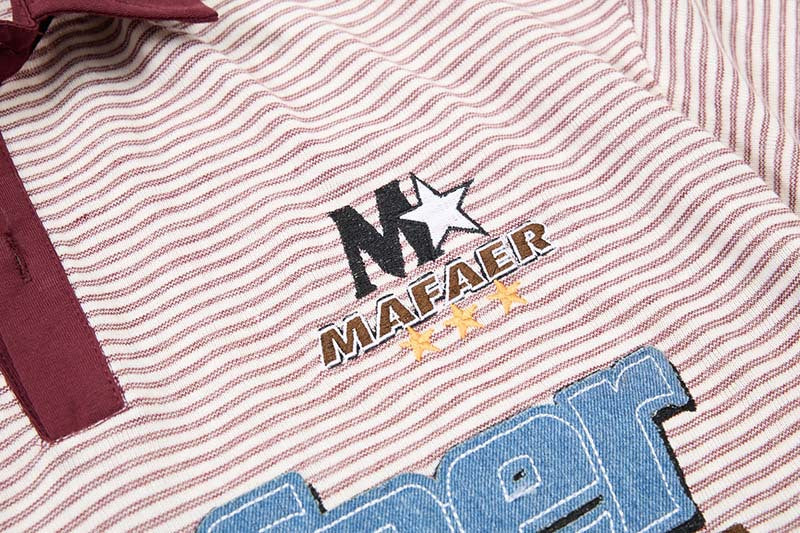 DAXUEN Striped short-sleeved polo shirt with embroidered graphics