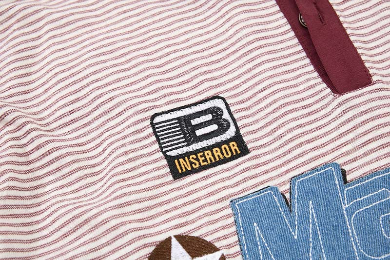 DAXUEN Striped short-sleeved polo shirt with embroidered graphics