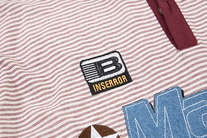DAXUEN Striped short-sleeved polo shirt with embroidered graphics
