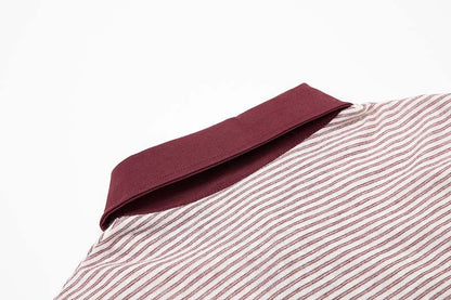 DAXUEN Striped short-sleeved polo shirt with embroidered graphics