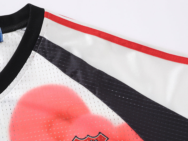 DAXUEN Hello Kitty football-themed V-neck T-shirt