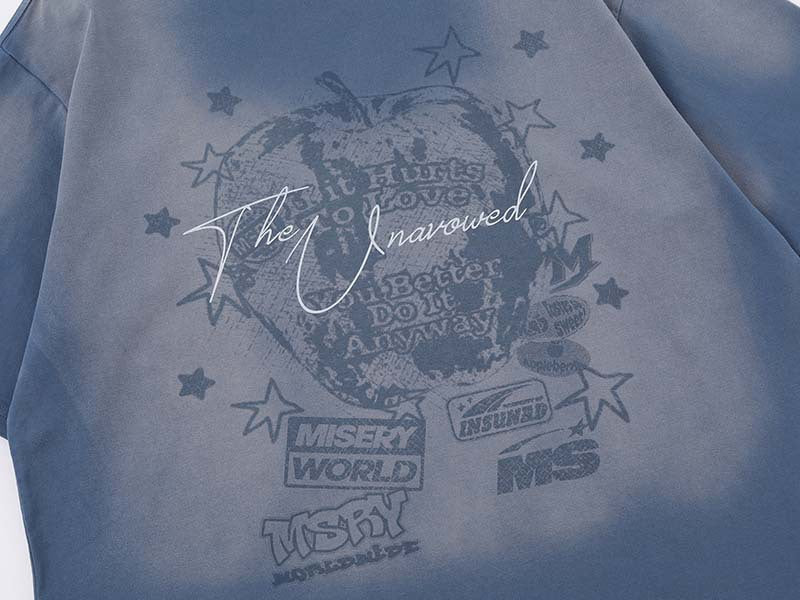 DAXUEN Oversized vintage crew neck t-shirt with graphic print