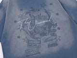 DAXUEN Oversized vintage crew neck t-shirt with graphic print
