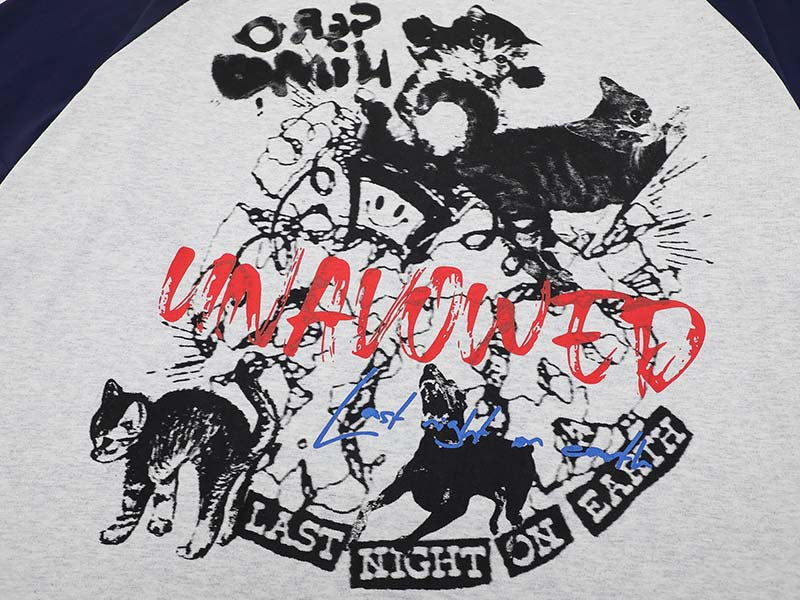 DAXUEN Graphic raglan t-shirt with cat designs