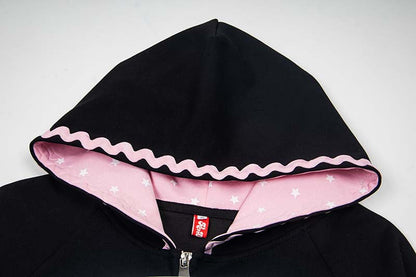 DAXUEN Oversized zip-up hoodie with star appliques