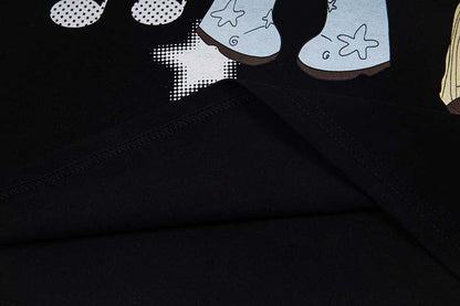 DAXUEN Black layered t-shirt with cartoon graphic
