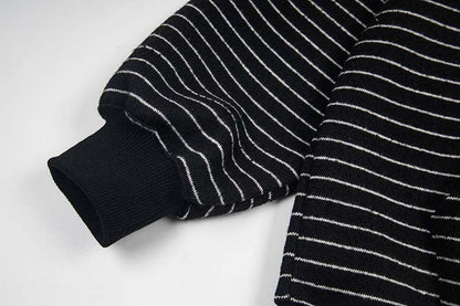 DAXUEN Oversized striped hoodie with 'Made' text