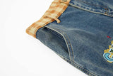 DAXUEN Colorful wide-leg cargo denim pants with embroidery