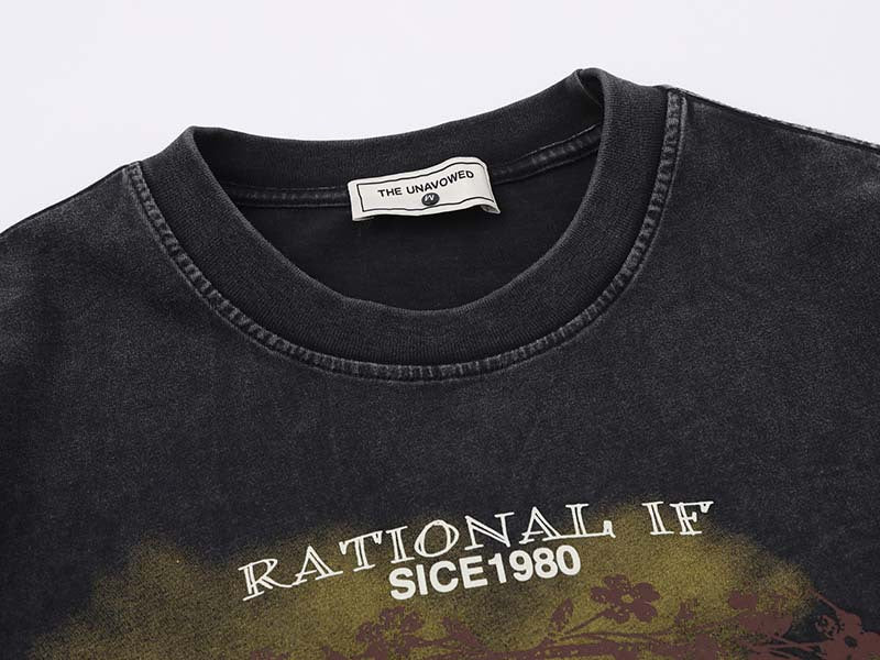 DAXUEN Vintage graphic print short-sleeved T-shirt