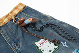 DAXUEN Colorful wide-leg cargo denim pants with embroidery