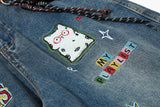 DAXUEN Colorful wide-leg cargo denim pants with embroidery