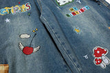 DAXUEN Colorful wide-leg cargo denim pants with embroidery