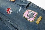 DAXUEN Colorful wide-leg cargo denim pants with embroidery