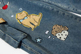 DAXUEN Colorful wide-leg cargo denim pants with embroidery