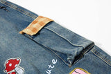 DAXUEN Colorful wide-leg cargo denim pants with embroidery